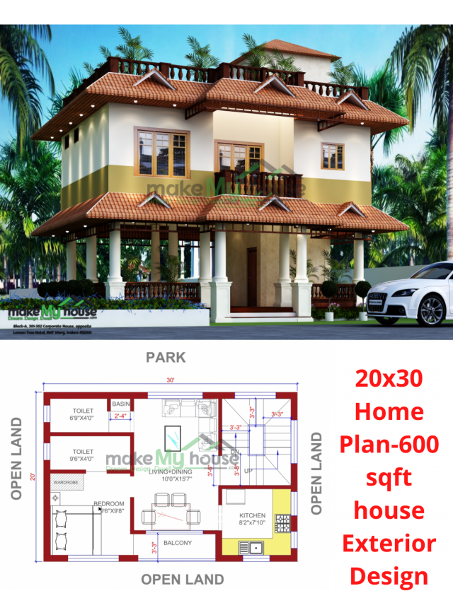 20x30 Home Plan-600 sqft house Exterior Design (2)