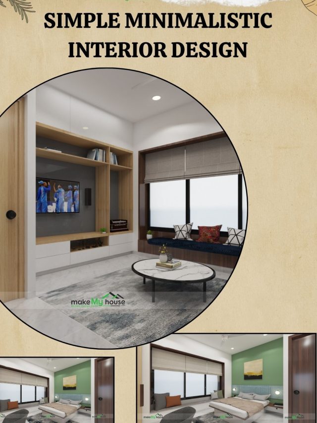 Simple minimalistic interior design, with mirror interior design in the living area, minimal color combinations, big glass windows, and attached working space, explore more on our website.