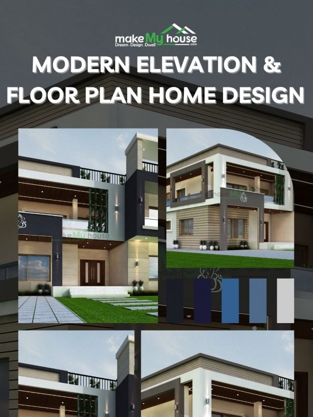 Modern Elevation And Floor Plan Home Design-  46 x 80 ka Naksha design