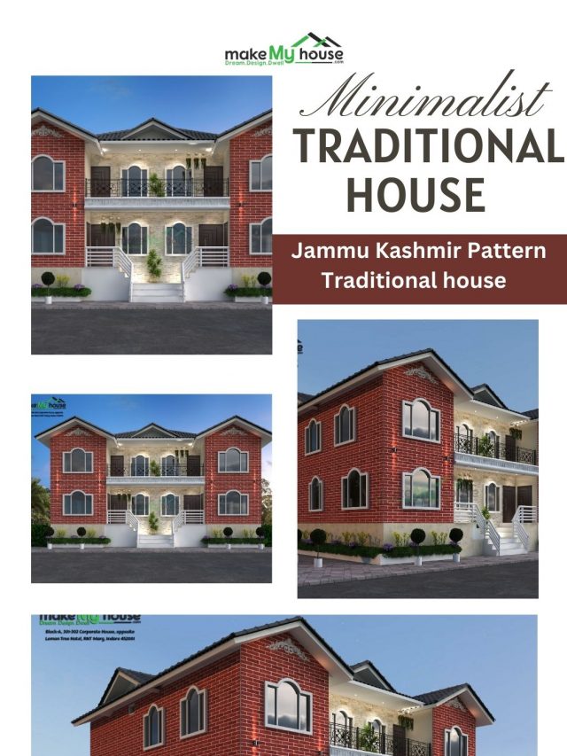 Traditional House Elevation and Floor Plan Design - Jammu Kashmir Pattern, 23 X 42 Floor Plan Design one story Traditional Home design with Kitchen, Dining, Sitting area, Bedroom, Verandah and many more.