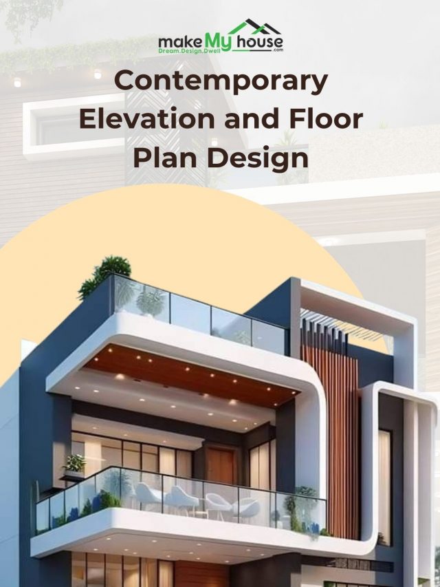 Explore contemporary elevation and floor plan designs featuring sleek lines, open layouts, large windows, and modern materials. Achieve a stylish, functional home with a seamless indoor-outdoor flow and minimalist aesthetics